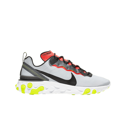 Nike React Element 55 Pure Platinum Bright Crimson Volt