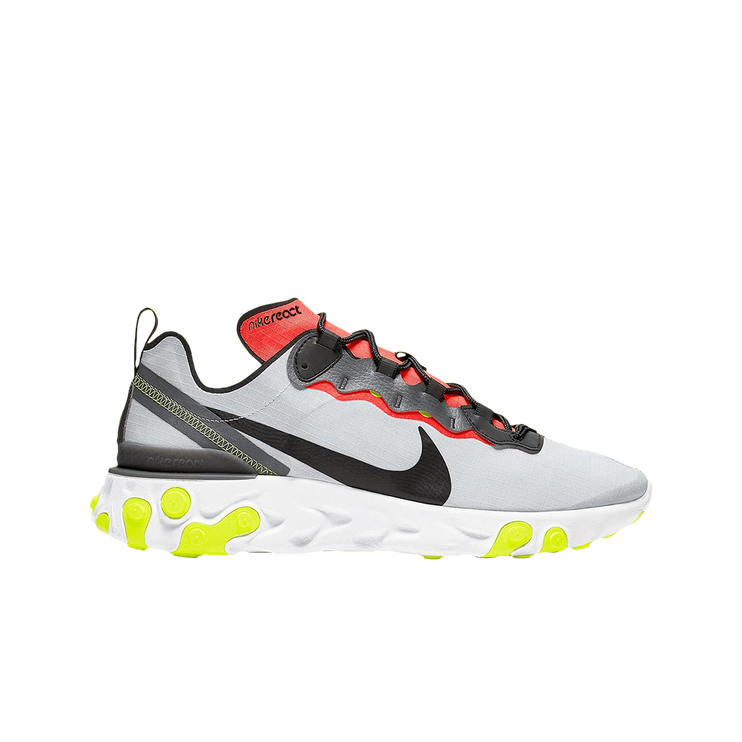 Nike React Element 55 Pure Platinum Bright Crimson Volt