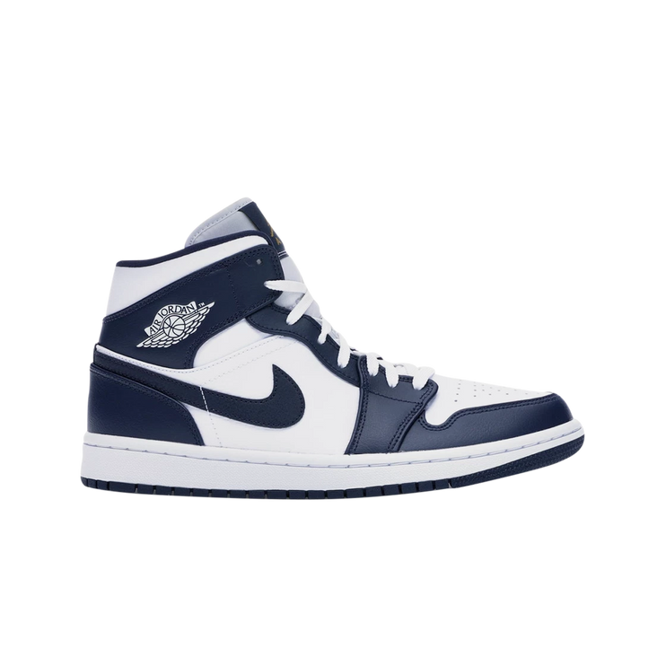 Air Jordan 1 Mid White Metallic Gold Obsidian